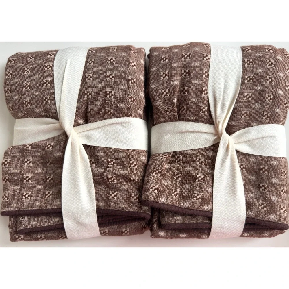 West Elm Reversible Micro Pattern Auburn 100% Cotton 2 Euro Shams NWT Retail $98